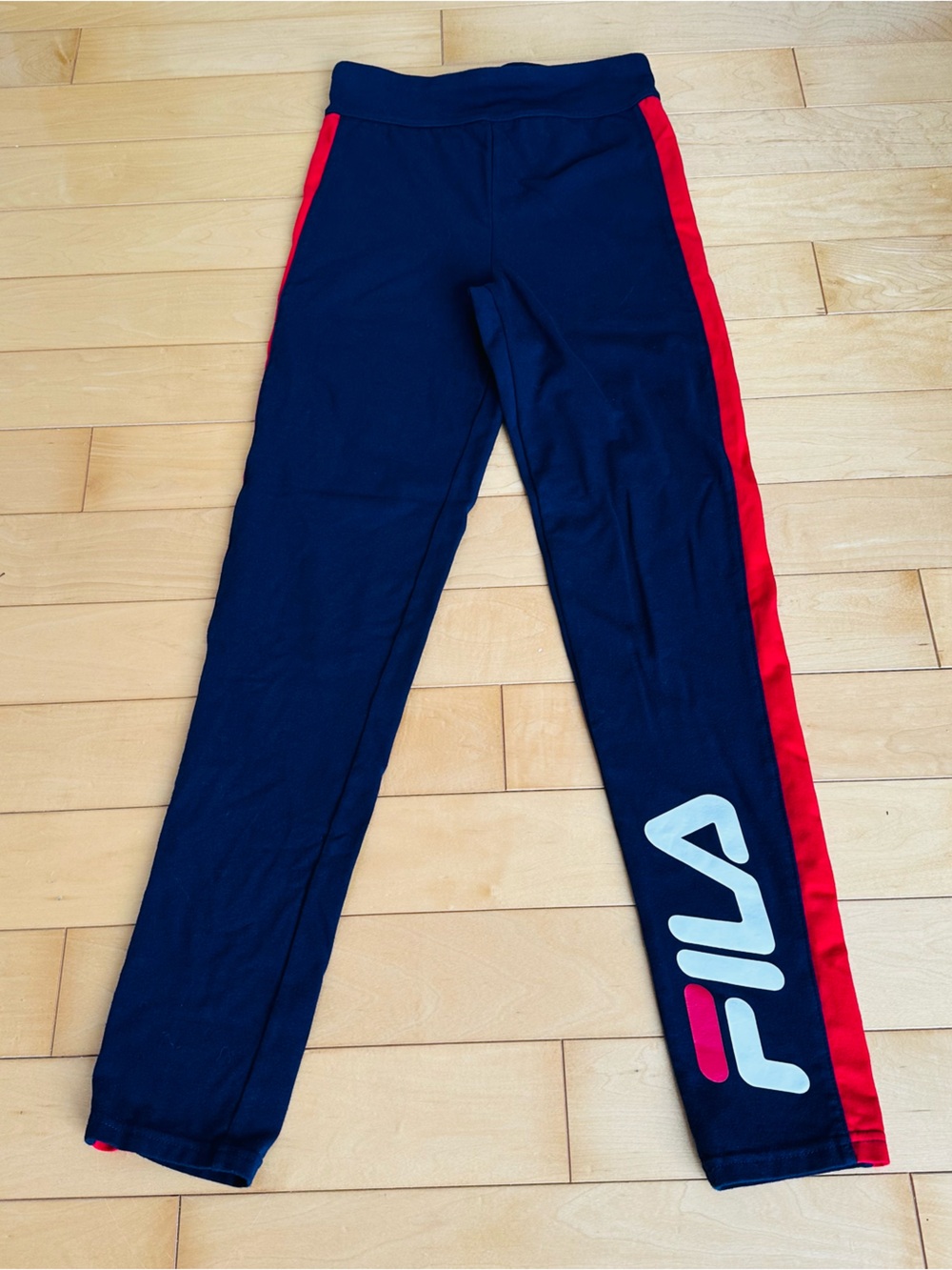 Fila Kids Navy Leggings with Red Side Stripe and White Logo